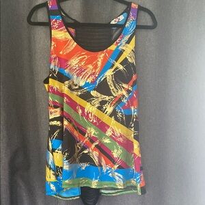 Orange and Yellow Graphic Sleeveless Tank Top